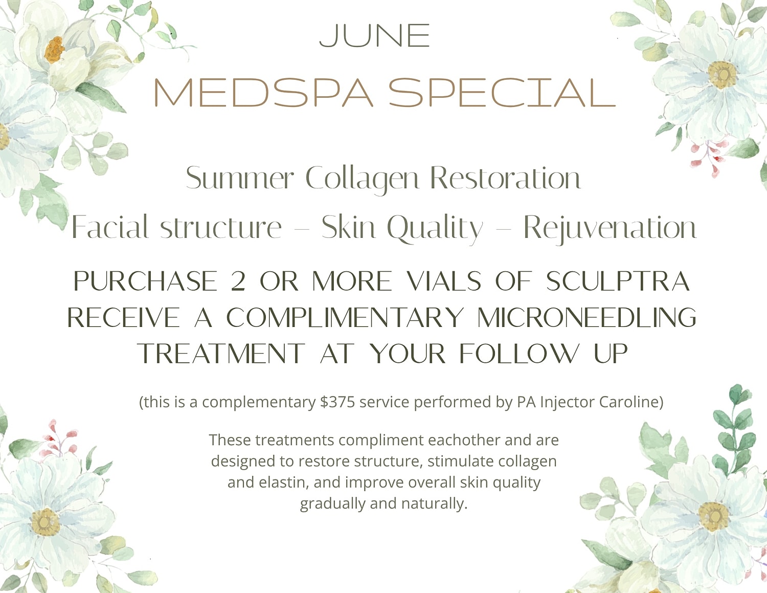 June medspa special for collagen restoration and rejuvenation.