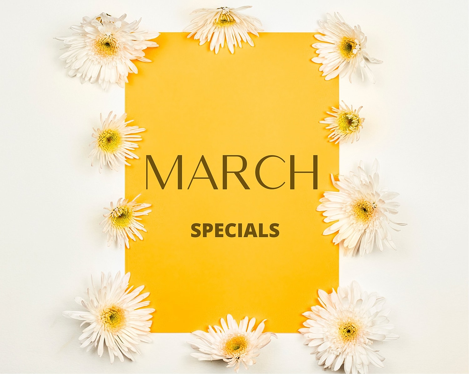 March med spa specials with flowers and discounts.